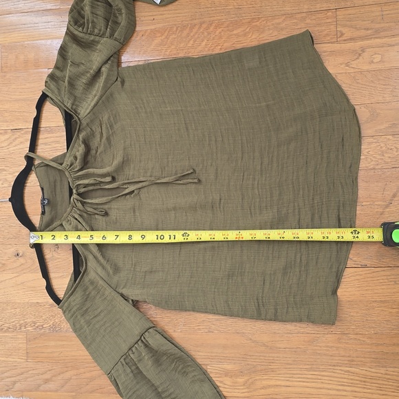 SAM AND JESS BRAND WOMEN'S JUNIOR OLIVE GREEN COLD SHOULDER TOP SIZE SMALL - Picture 14 of 16
